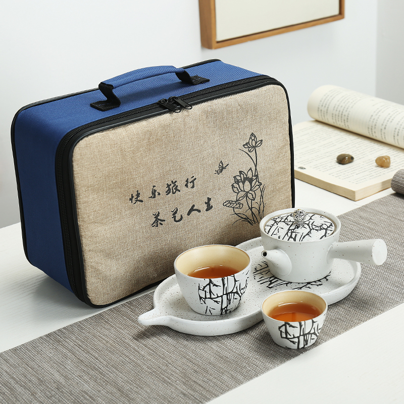 粗陶旅行茶具套装功夫整套带茶盘茶杯便捷简易家用泡茶茶具(请先与客服确认再)