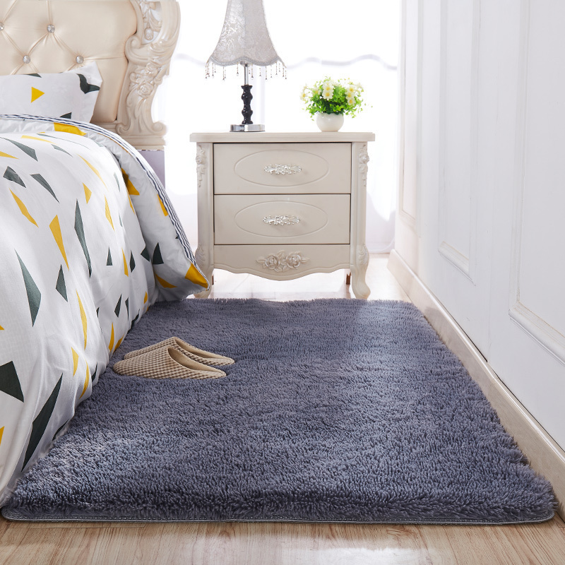 美帮汇ins床边小地毯卧室铺满网红衣帽间垫子客厅茶几毛绒地垫耐脏 银灰色 230x160厘米