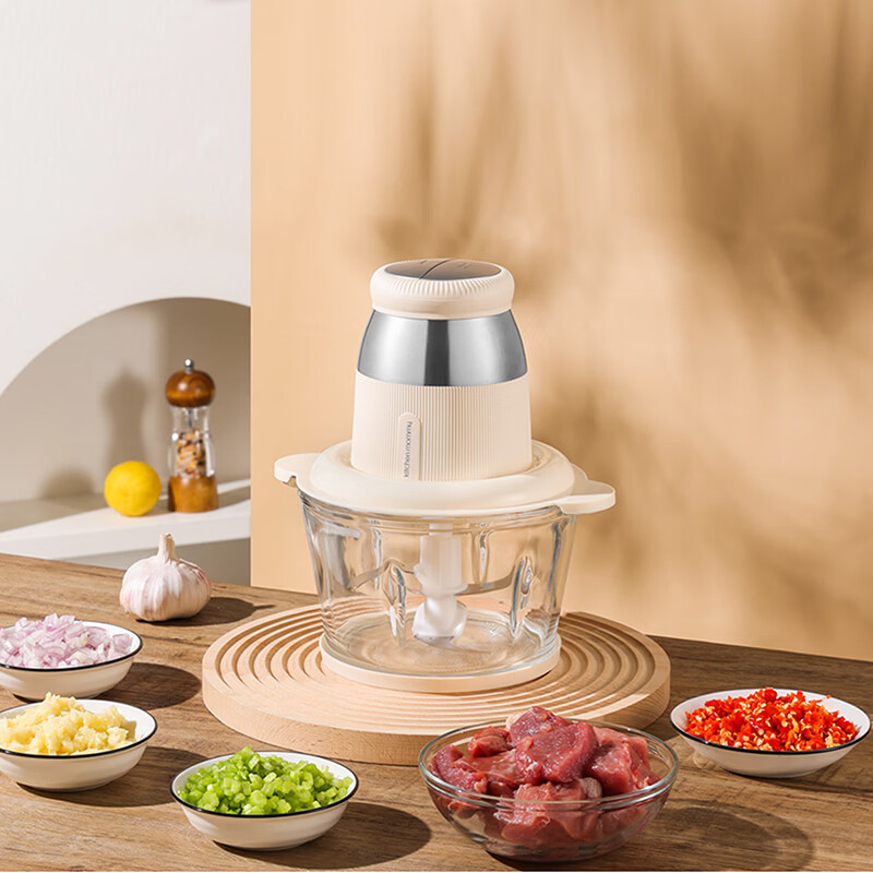 厨创妈咪(kitchen mommy)家用小型电动绞肉机多功能料理机KT-JR-200 乳白色 2L