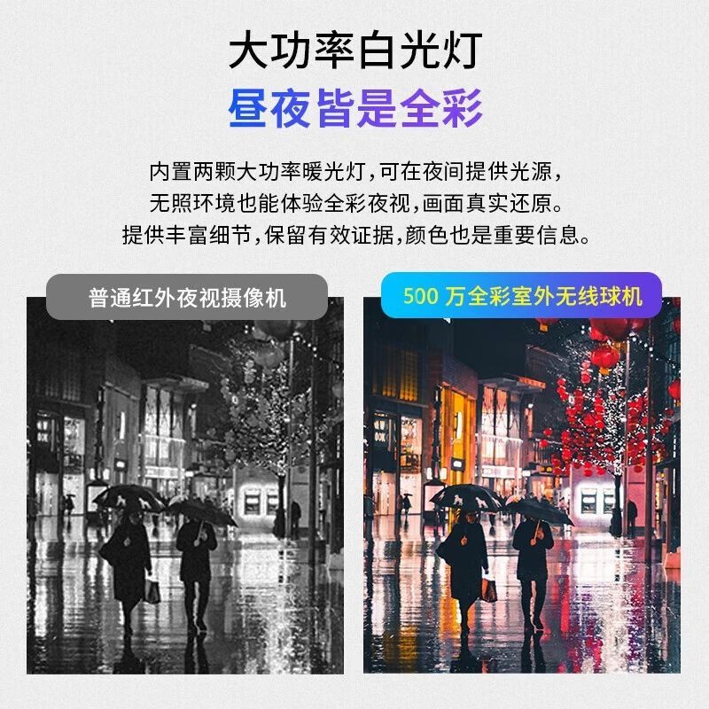 普联(TP-LINK)IPC652-A4监控摄像头超清全彩500万单天线户外防水云台球机多媒体视频智能网络128G内存卡