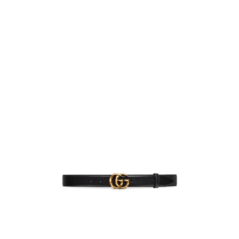 古驰(GUCCI)GG经典金色五金皮革窄款百搭配饰男士腰带