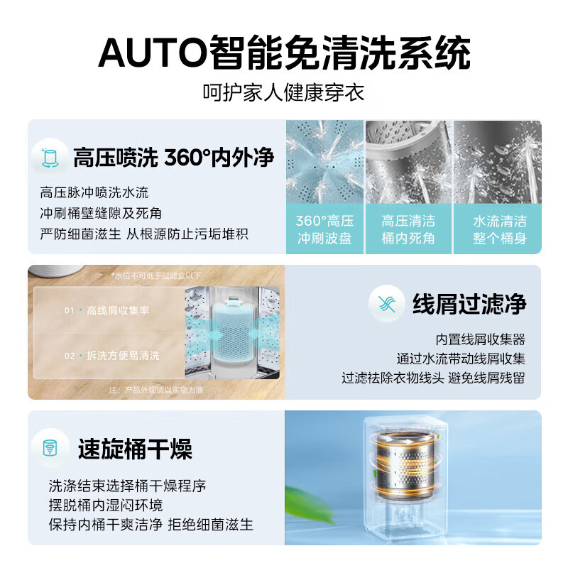 [苏宁自营]美的(Midea)波轮洗衣机全自动 MB80V36DT 8公斤一级能效直驱变频 至高1.25洗净比 抗菌螨高清大图