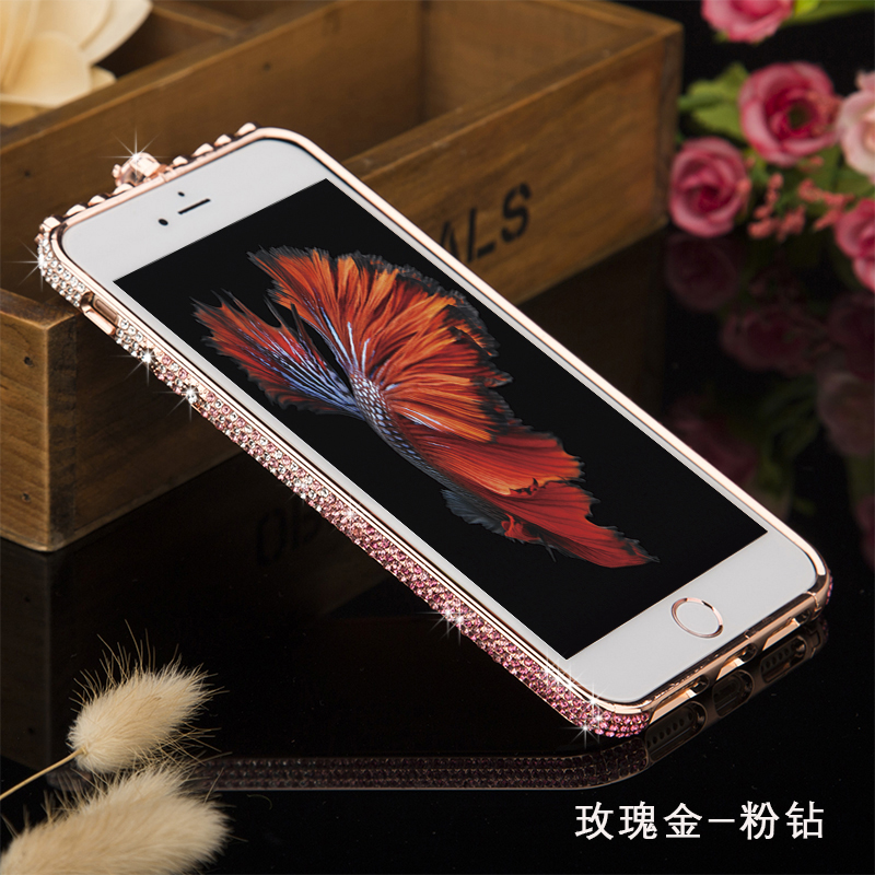 iphone6s水钻金属边框苹果6splus镶钻手机壳带钻闪耀新款女防摔套66s
