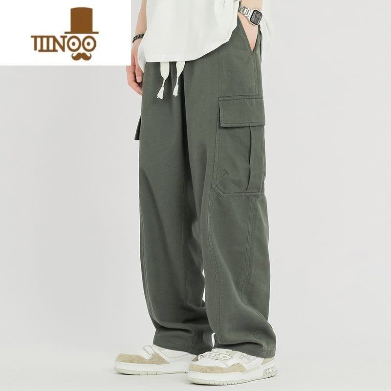 YANXU曼久机能工装裤男潮牌美式伐木裤夏季阔腿直筒男裤秋季裤子男款潮图片