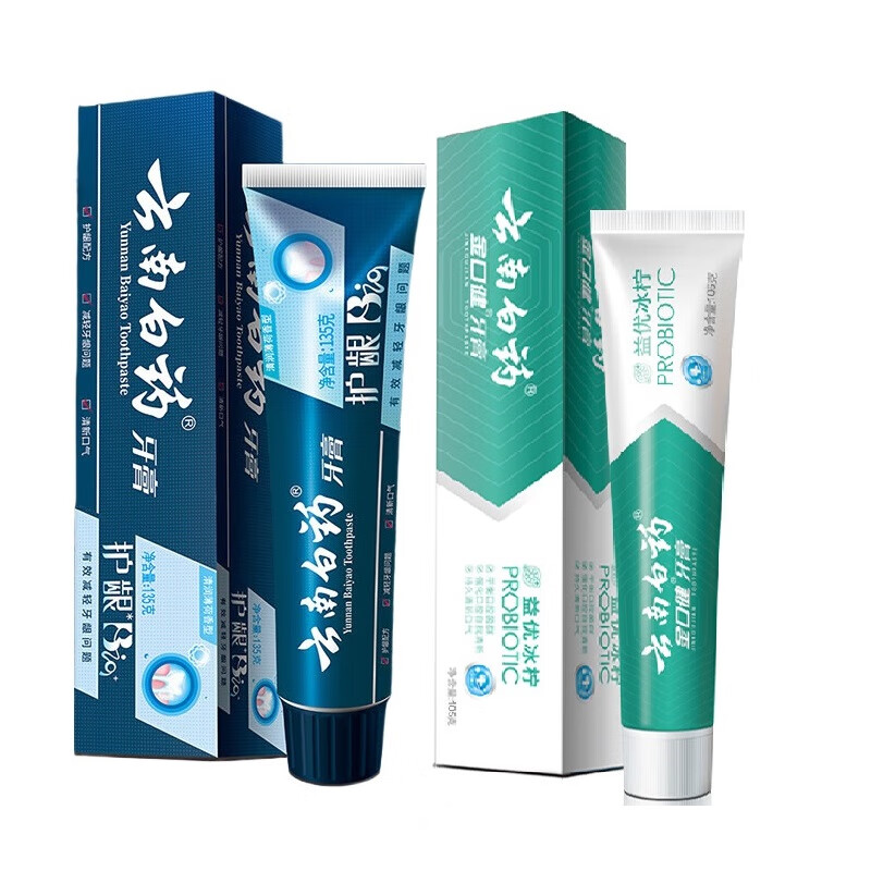 云南白药护龈牙膏135g+益生菌清新105g(单位:套)新老款随机发货
