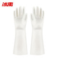 冰禹BYlf-645加厚清洁手套 防滑耐磨橡胶劳保手套 38cm白色长款丁腈 S码（1双）