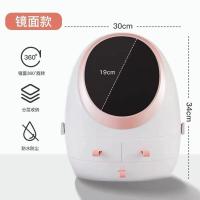 化妆品收纳盒带镜子桌面收纳架防灰尘化妆盒大容量护肤品收纳盒 蛋款[白色镜面款]