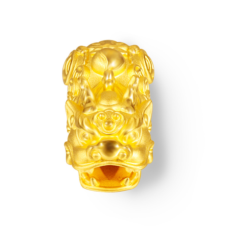 黄金码头D硬金寿桃貔貅手串蟠桃足金999黄金串珠周岁送长辈礼物