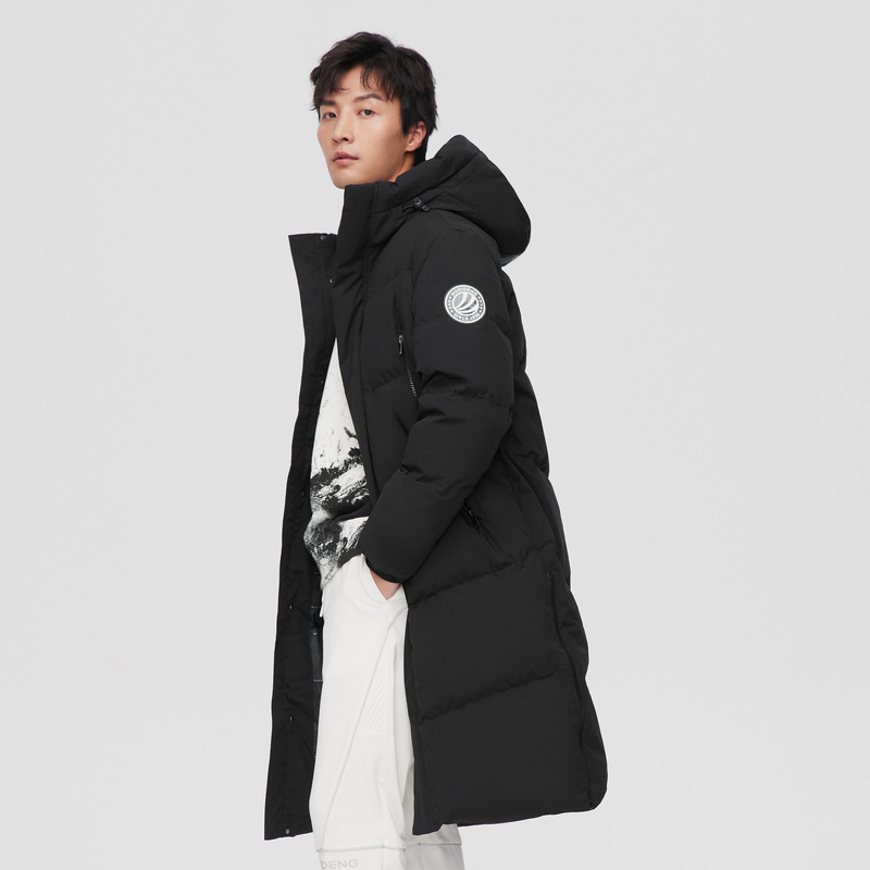 波司登2021年冬季新款羽绒服男长款时尚运动系列拉链连帽防风保暖90绒