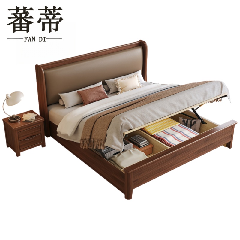 软包实木床高清大图