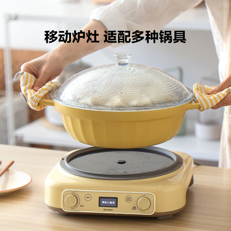 北鼎(Buydeem)多功能一体电磁炉锅 家用大功率电磁炉火锅汤锅珐琅锅免火炒菜 L655 浅杉绿高清大图