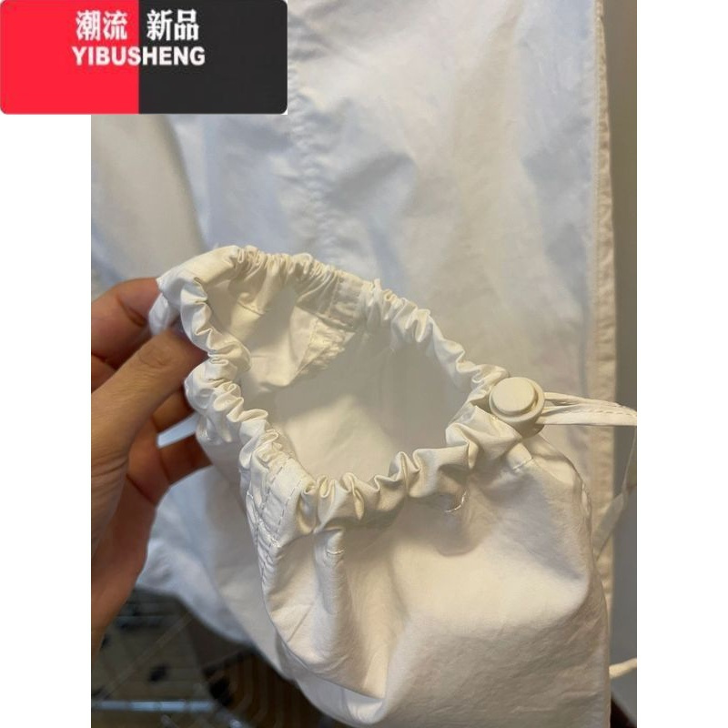 YIBUSHENG穿过才知道!韩系纯色百搭抽绳休闲裤女季美式复古辣妹速干直筒