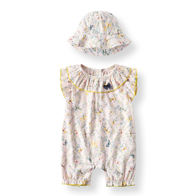 初生婴儿衣服夏季2021新款宝宝连体衣纯棉哈衣爬服小碎花婴童服饰