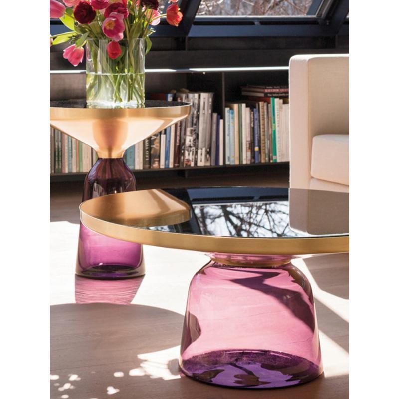 森美人北欧玻璃铃铛茶几客厅个性创意现代简约沙发边几轻奢圆形金属角几 4张小号起拍单价（颜色留言）