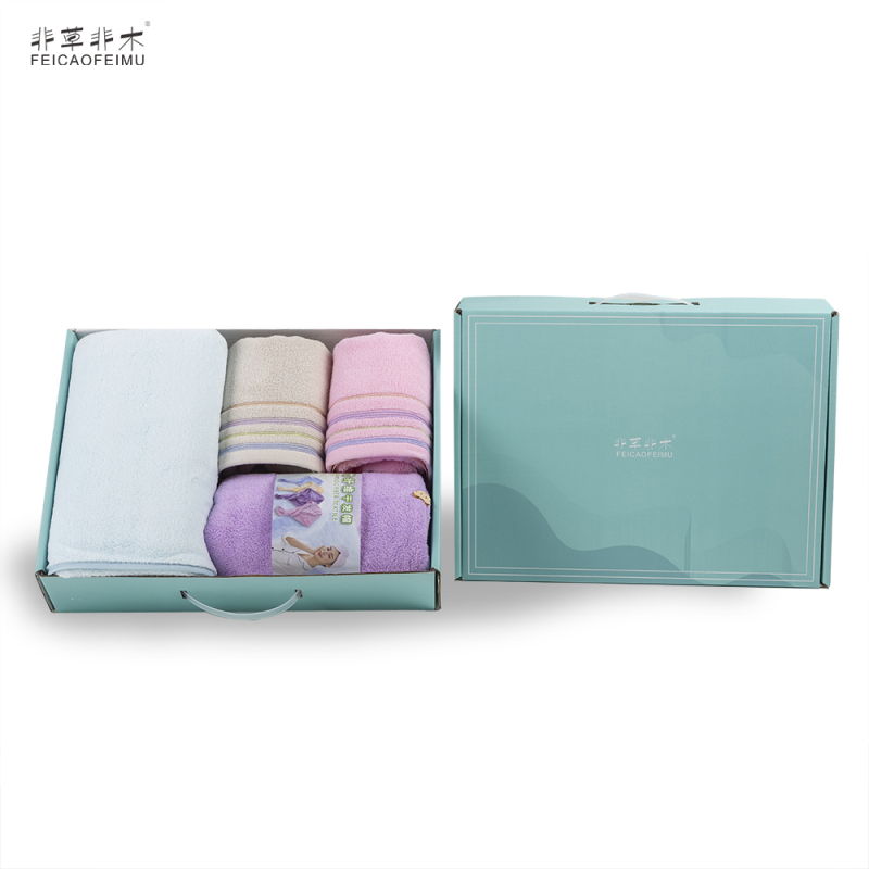 浴巾毛巾干发帽4件套/盒 FM-3148