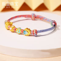 新金珠宝 黄金珐琅龙抬头手链 足金生肖龙年转运珠彩绳宝宝款手饰1042