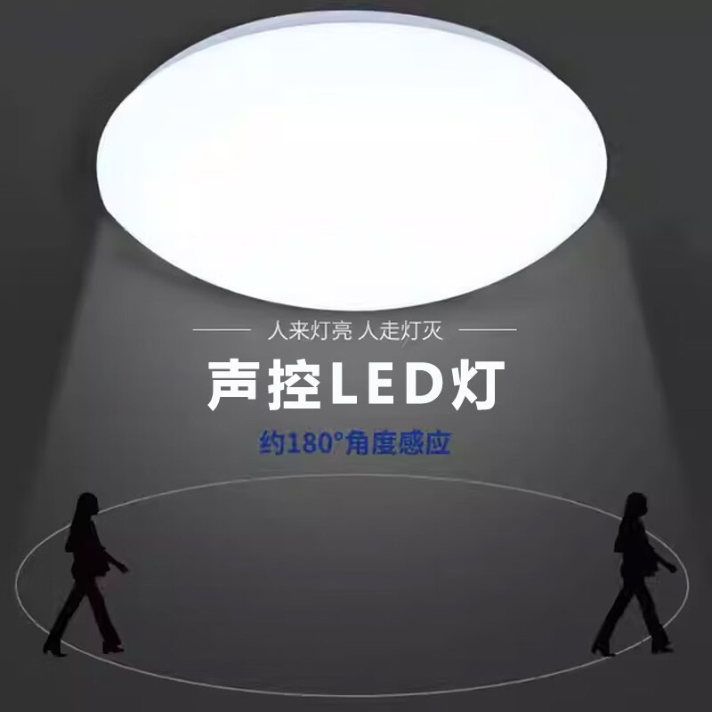 百士安 感应吸顶灯LED声光控走廊过道楼梯灯 入户玄关灯具 12W-白光-直径26cm