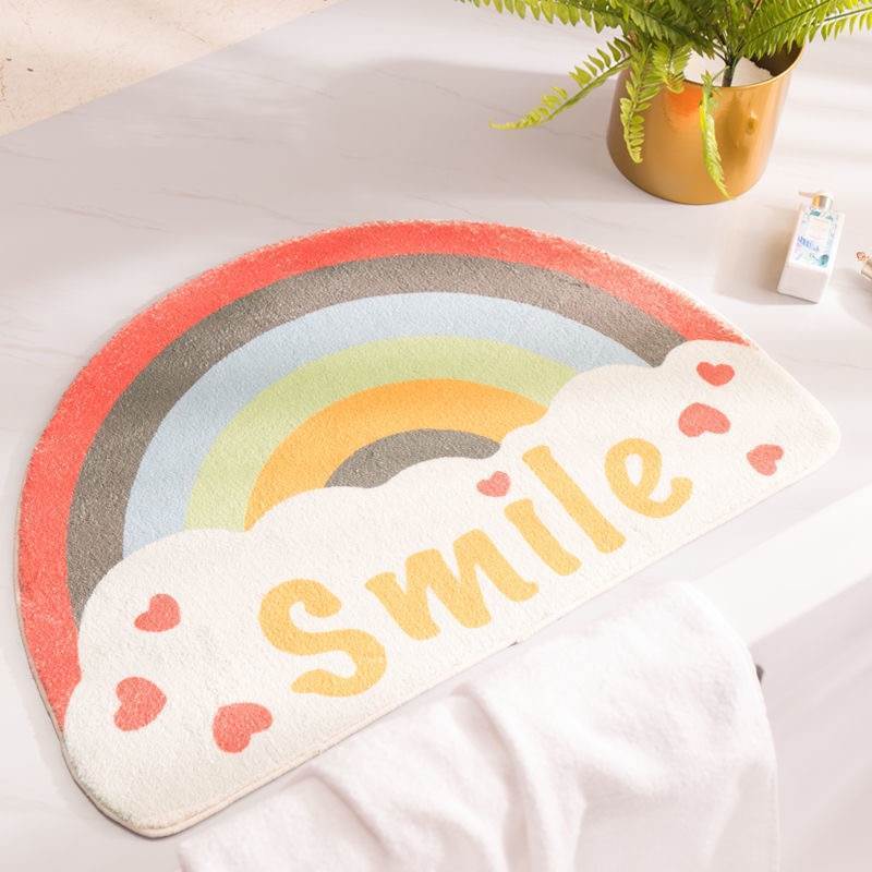 嘉创优品 卡通地垫门垫地毯卧室门口卫生间浴室防滑垫家用进门脚垫卫浴垫子 40*60CM[格子小羊-薄款]高清大图