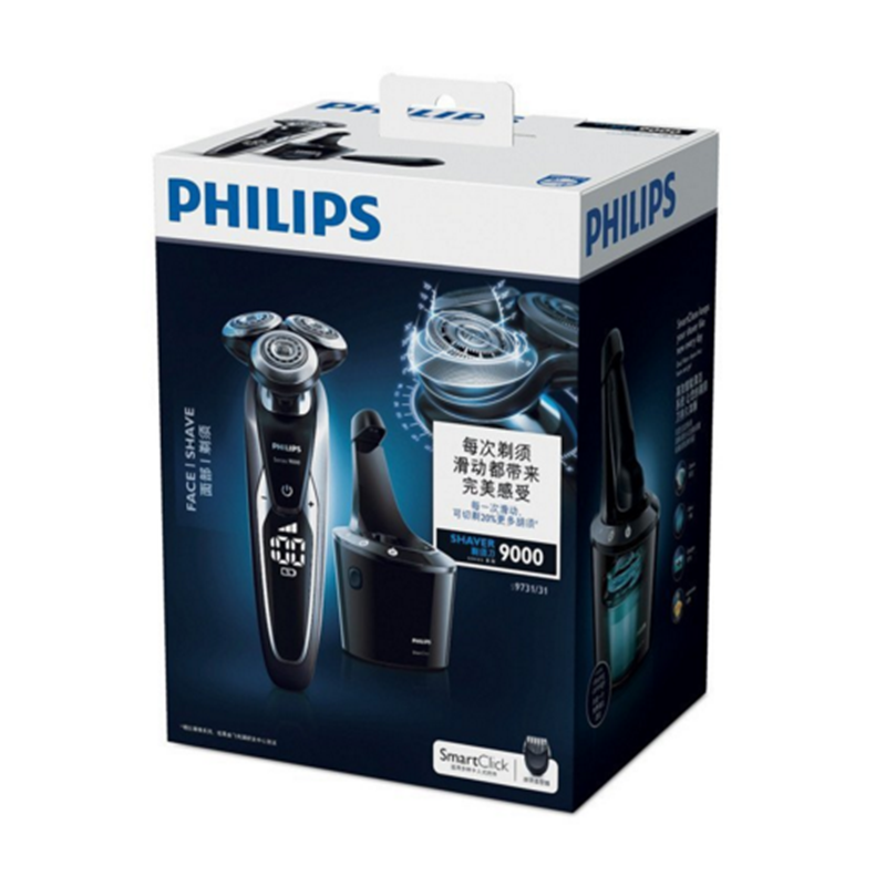 飞利浦(PHILIPS )S9731/31 电动剃须刀 智能清洁系统,卡入式胡须造型器,3种模式,3位数电池电量指示灯