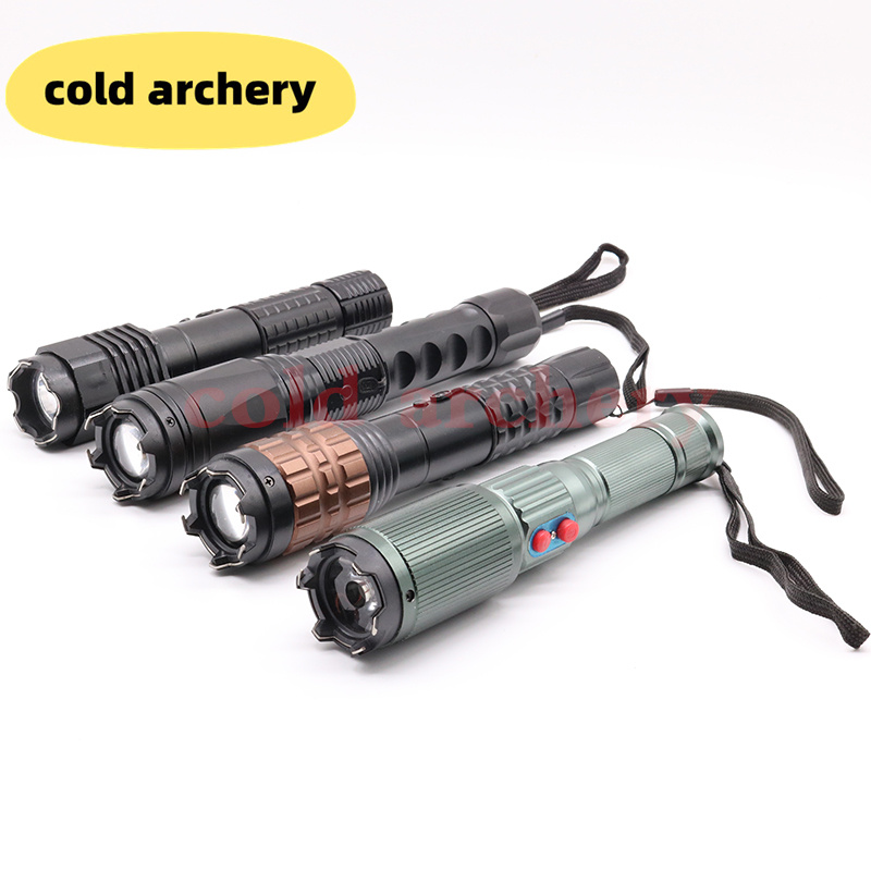 新款车载充电多功能手电筒 电棒 高压电棍 夜行电棍 厂房小区住宅安保安防保安巡逻手电筒器材 防爆强光电 单身女士自卫手电高清大图