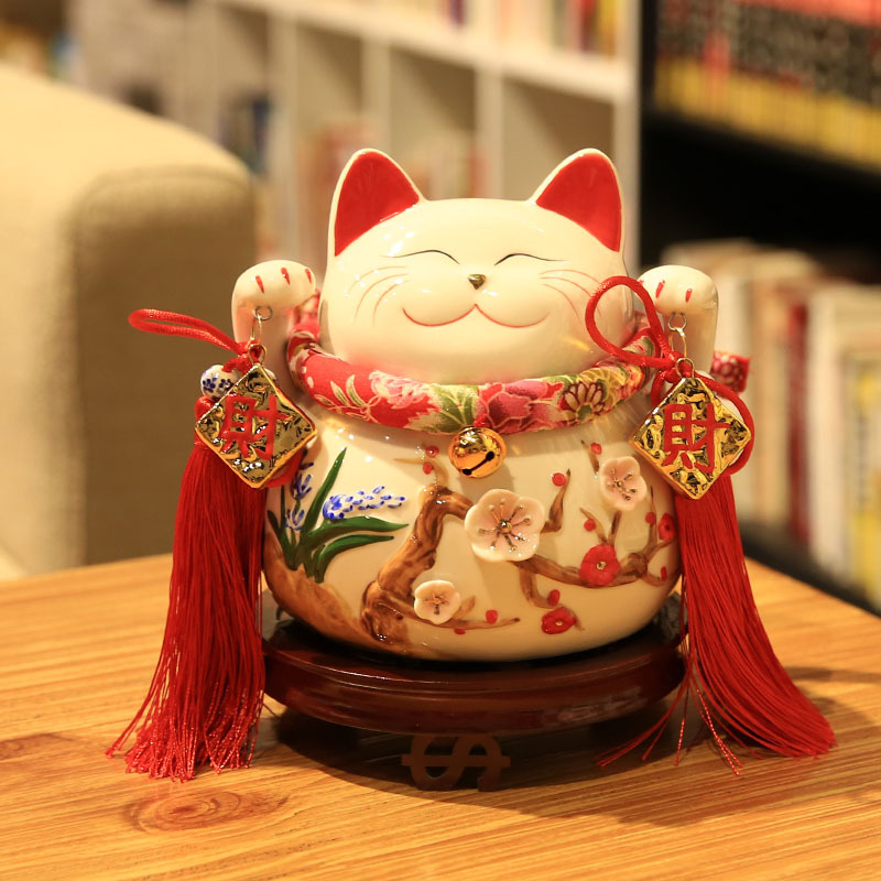招财猫摆件大号陶瓷日本招财猫储蓄罐存钱罐开业创意礼品