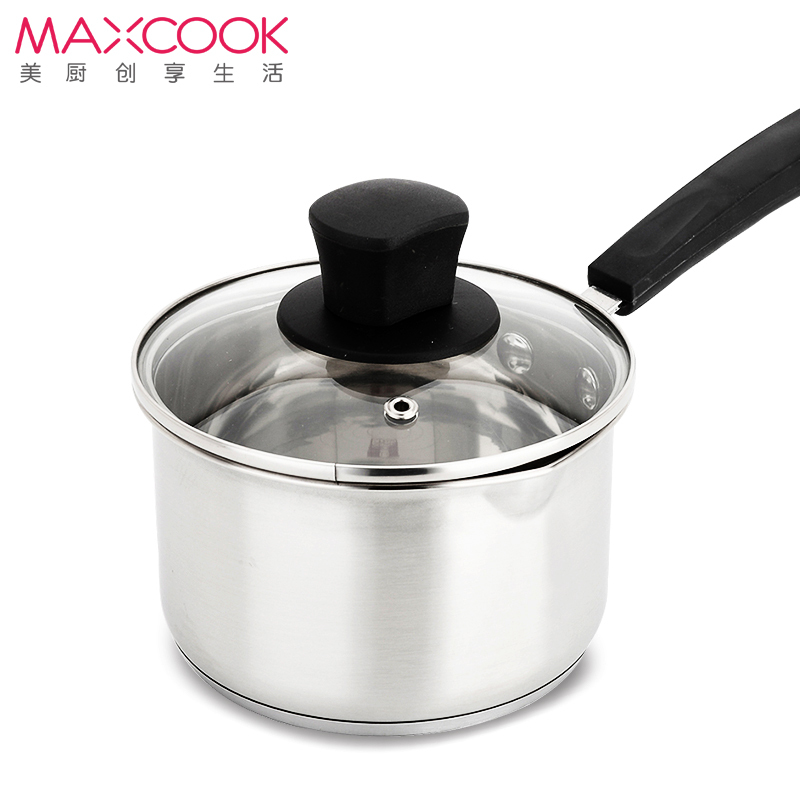 MAXCOOK 美厨 304不锈钢15.5CM复合底奶锅 汤锅 加厚煮面 不粘热奶锅电磁炉燃气通用 MCN314