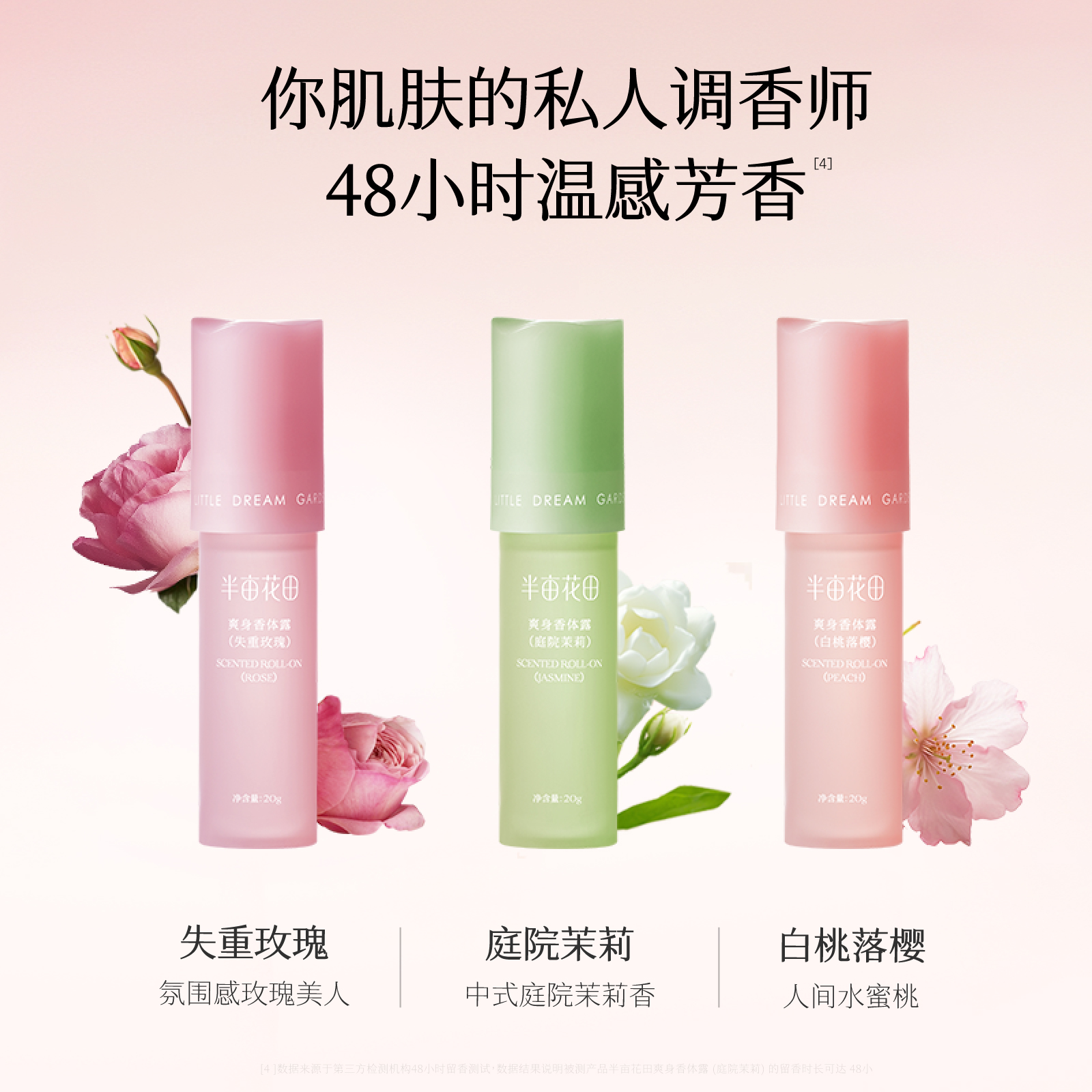 半亩花田(Little Dream Garden) 爽身香体露20g白桃落樱*2高清大图