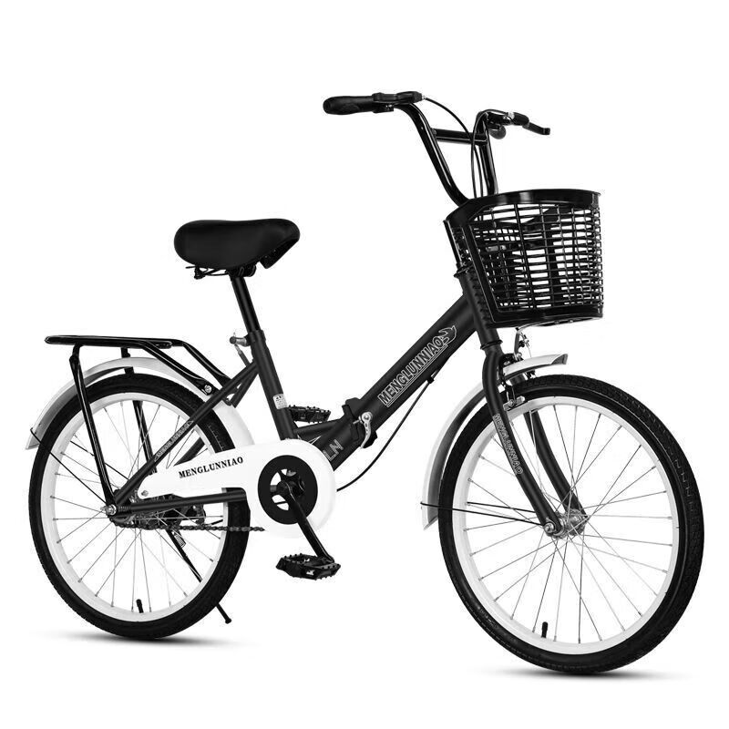 可折叠儿童自行车18 20 22寸男女通用7至12岁中小学生单车 经典黑+ 20寸【不折叠】130-145厘米】