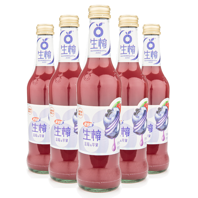 宏宝莱生榨蓝莓天然果肉300ml*15整箱
