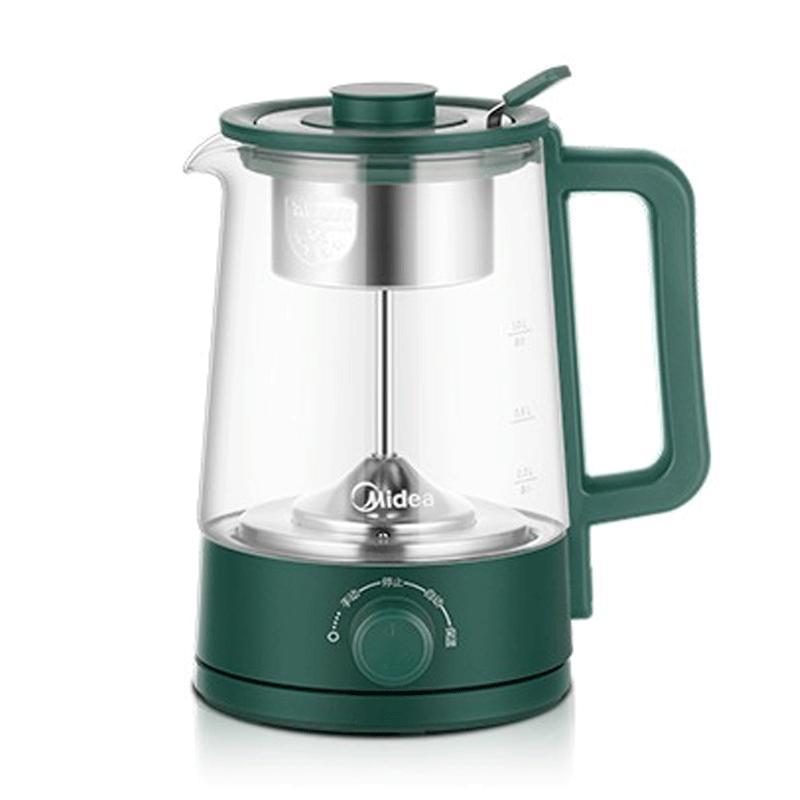 美的(Midea)养生壶煮茶器煮茶壶电水壶热水壶烧水壶电热水壶迷你1L玻璃花茶壶黑茶 ZC10X1-103