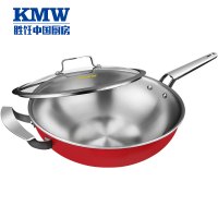 KMW 绿鼎第四代不锈钢炒锅GpotlCB300003 30cm不锈钢炒锅 透明玻璃盖 少油烟 无涂层炒锅电磁炉通用锅具