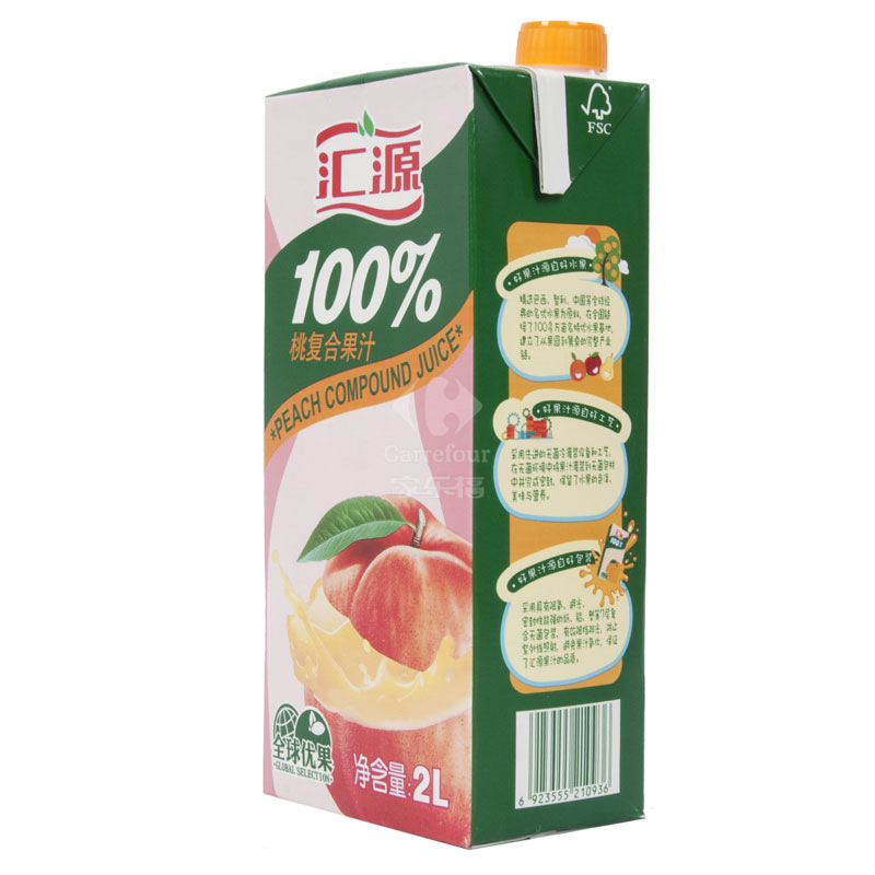 汇源100%桃汁2L