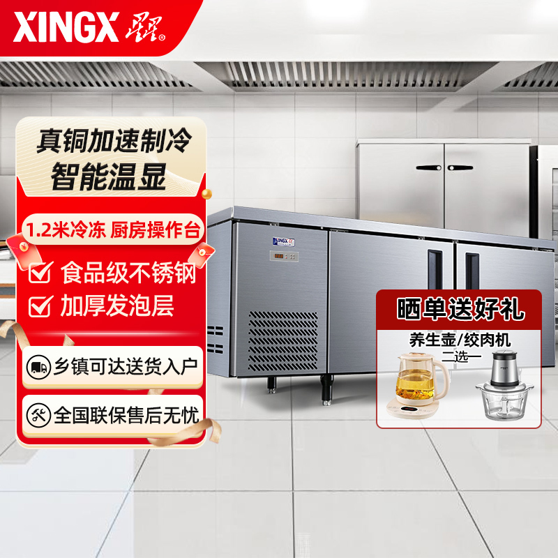 星星(XINGX) TD-12TE冷冻厨房工作台商用铜管展示柜全冷冻冰柜商用不锈钢