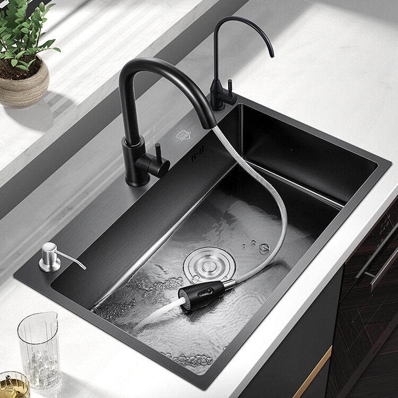 纳米水槽单槽黑色洗菜盆厨房水池家用洗碗池洗碗槽
