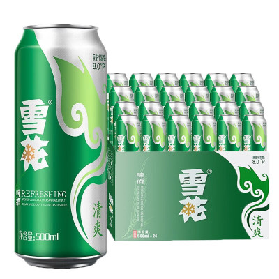 雪花（SNOW）啤酒 口感清爽自饮佳品 500ml*24罐 清爽