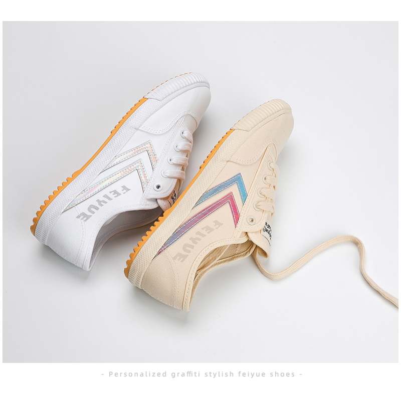FEIYUE/飞跃彩色LOGO帆布鞋休闲鞋情侣板鞋女鞋新款小白鞋2203高清大图