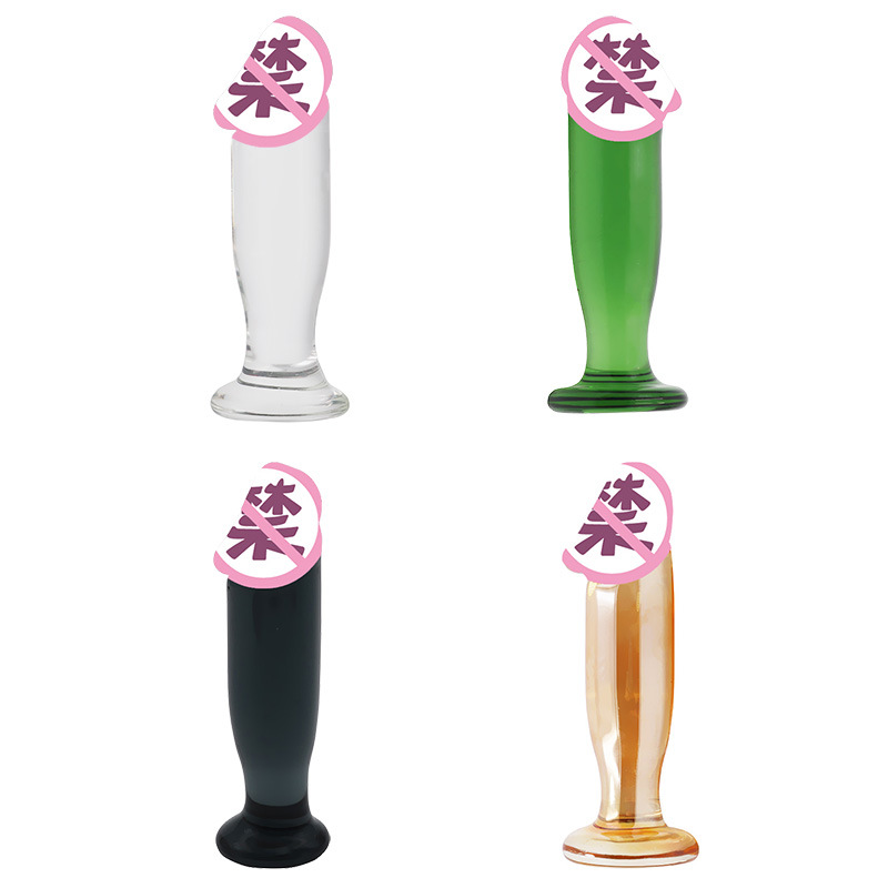 水晶玻璃阳具女用自玩快感茎JJ冰火棒后庭肛塞肛自玩成人用品 金色Y-T高清大图