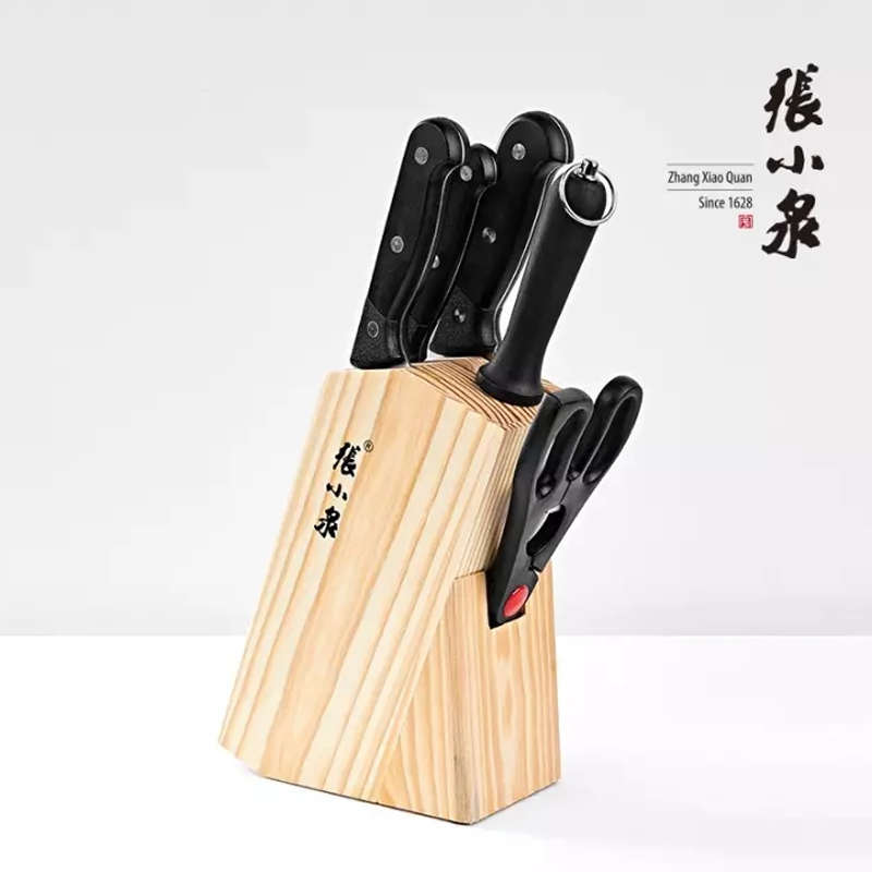 张小泉简艺系列刀具-六件套(切片刀+小厨刀+水果刀+厨房剪+磨刀棒+刀座)