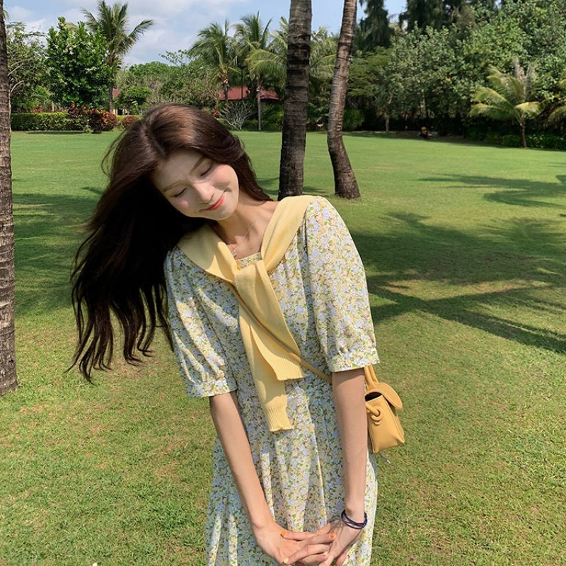 碎花裙连衣裙女2021夏季小清新初恋森系甜美温柔风长裙子恋泽芯视频