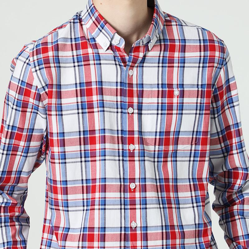 boton波顿秋冬新款男装红蓝白格百搭休闲男装潮流衬衫视频