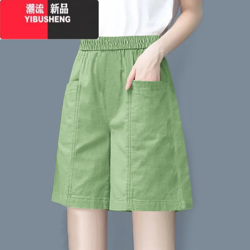 yibusheng休闲短裤女季宽松大码阔腿裤居家沙滩热裤高腰百搭运动五分