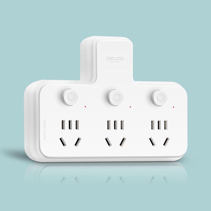德力西delixi国标转换插头无线转换插座电源转换器带开关可选usb拓展