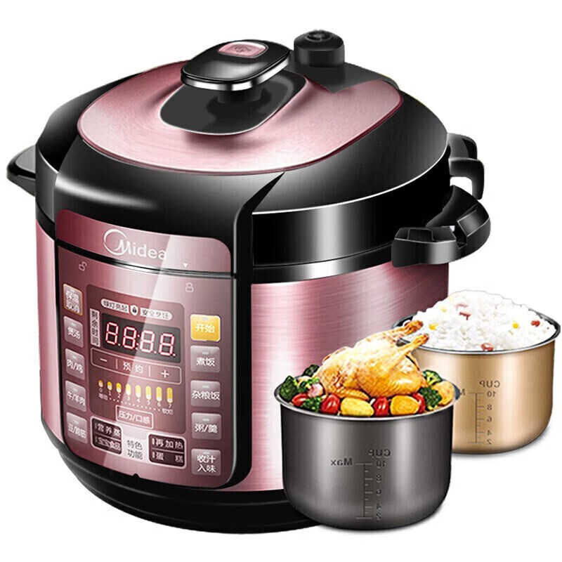 美的电压力锅5升高压锅家用大容量多功能智能24H预约电高压锅煮汤锅双胆 MY-YL50Simple101 YL50101高清大图