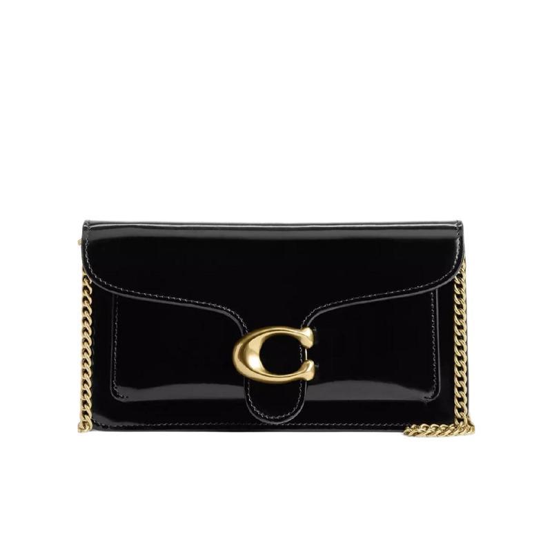 COACH 蔻驰(COACH)女士小容量时尚皮质单肩包金属徽标按扣链式设计日常