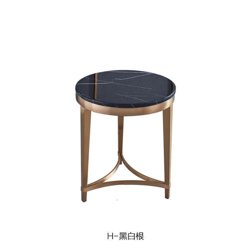 森美人意式简轻奢不锈钢大理石角几酒店小茶几边几沙发边柜客厅床头柜 H-黑白根