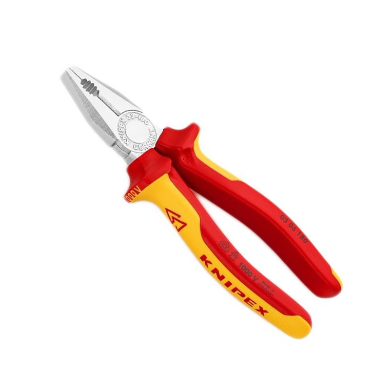 KNIPEX德国 进口凯尼派克VDE绝缘套装电工斜口钳尖嘴钳钢丝钳 绝缘钢丝钳 03 06 180高清大图