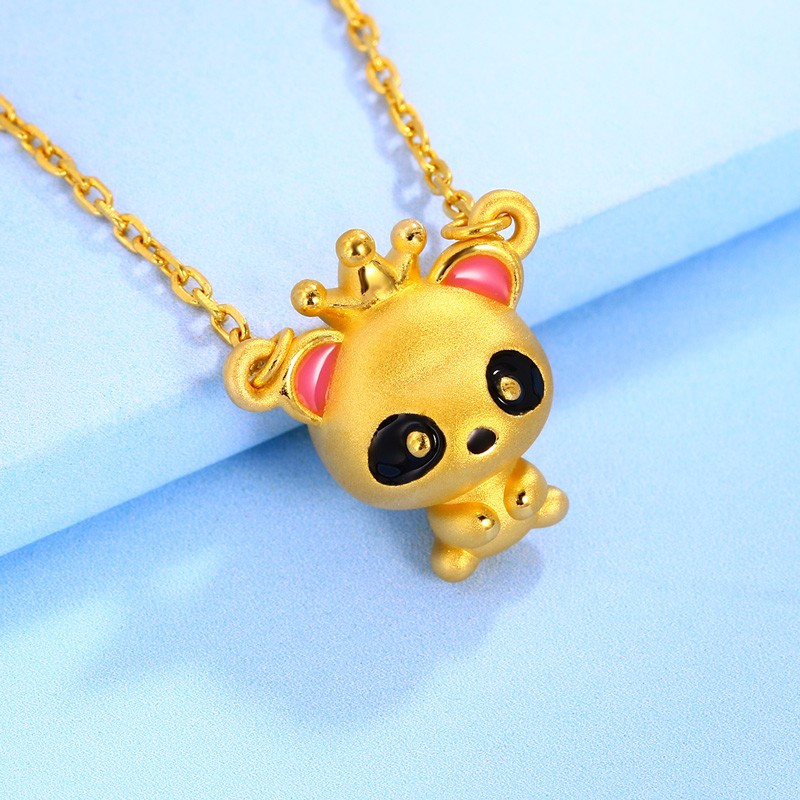 翠绿 黄金套链 精美小熊3D硬金足金999套链 金重约6.3-6.4g B08000090002