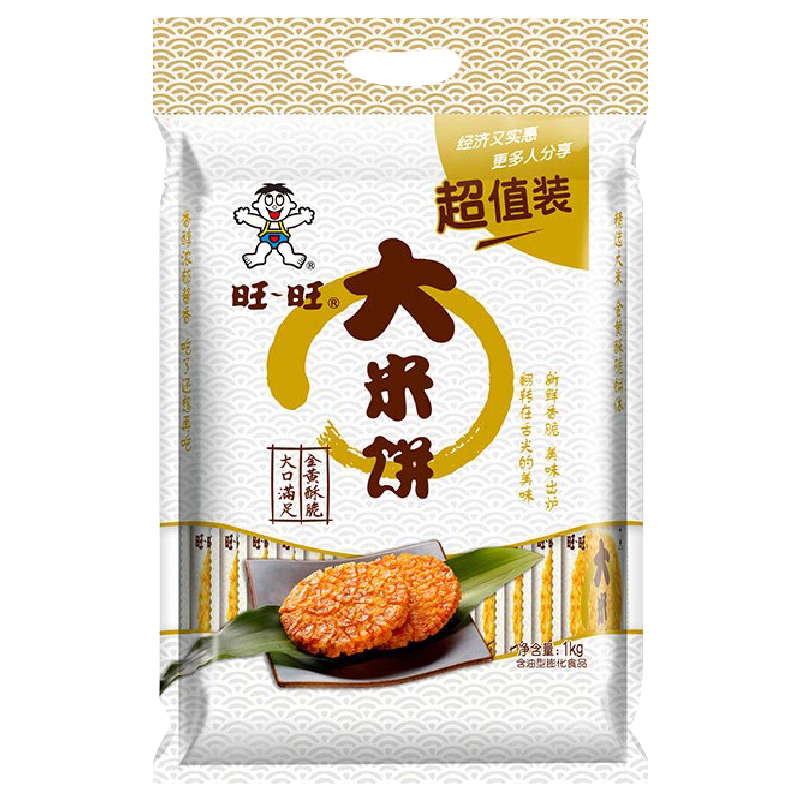旺旺 大米饼1000g零食锅巴小吃饼干批发膨化休闲食品散装组合参数配置