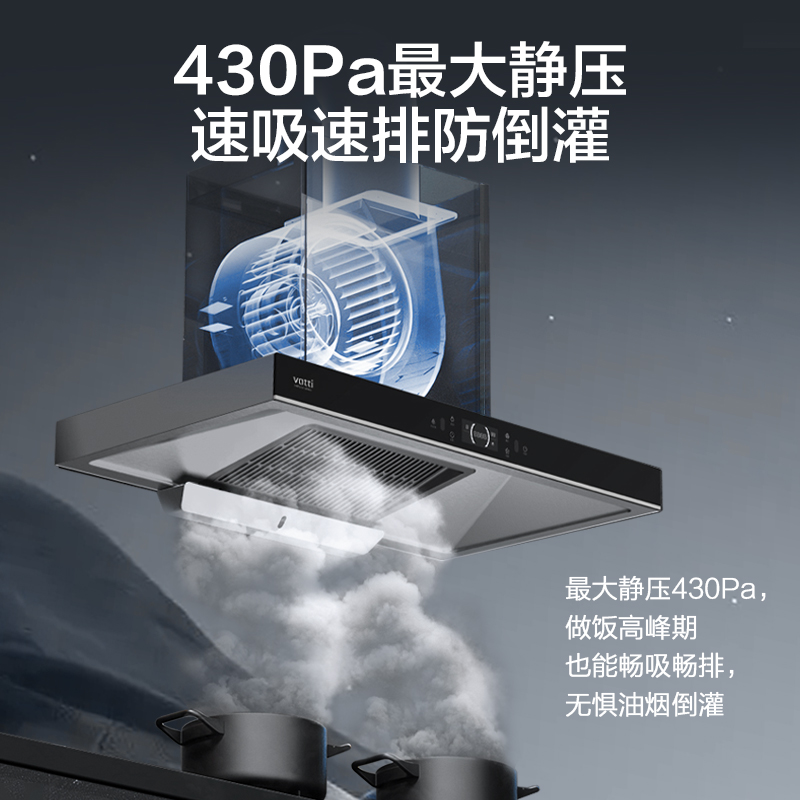 华帝(vatti)CXW-240-XS215祥云PRO 23立方大吸力欧式抽油烟机 挥手感应 三挡风速调节自动洗塑封电机高清大图