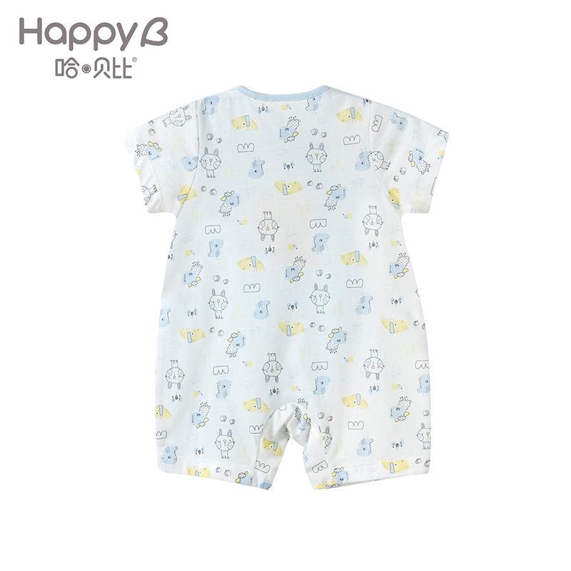 哈贝比（happyB） 婴儿衣服夏装连体衣新生儿纯棉短袖哈衣宝宝薄款卡通爬服